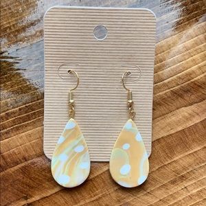 Moss and Dot Drop Clay Earrings